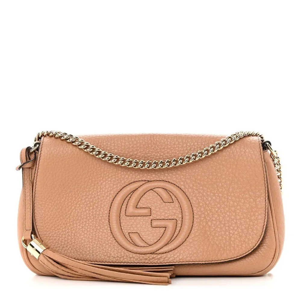 ❌SOLD❌ Authentic Gucci Medium Soho Pebbled Clafskin Leather Long Flap Crossbody - Picture 16 of 17
